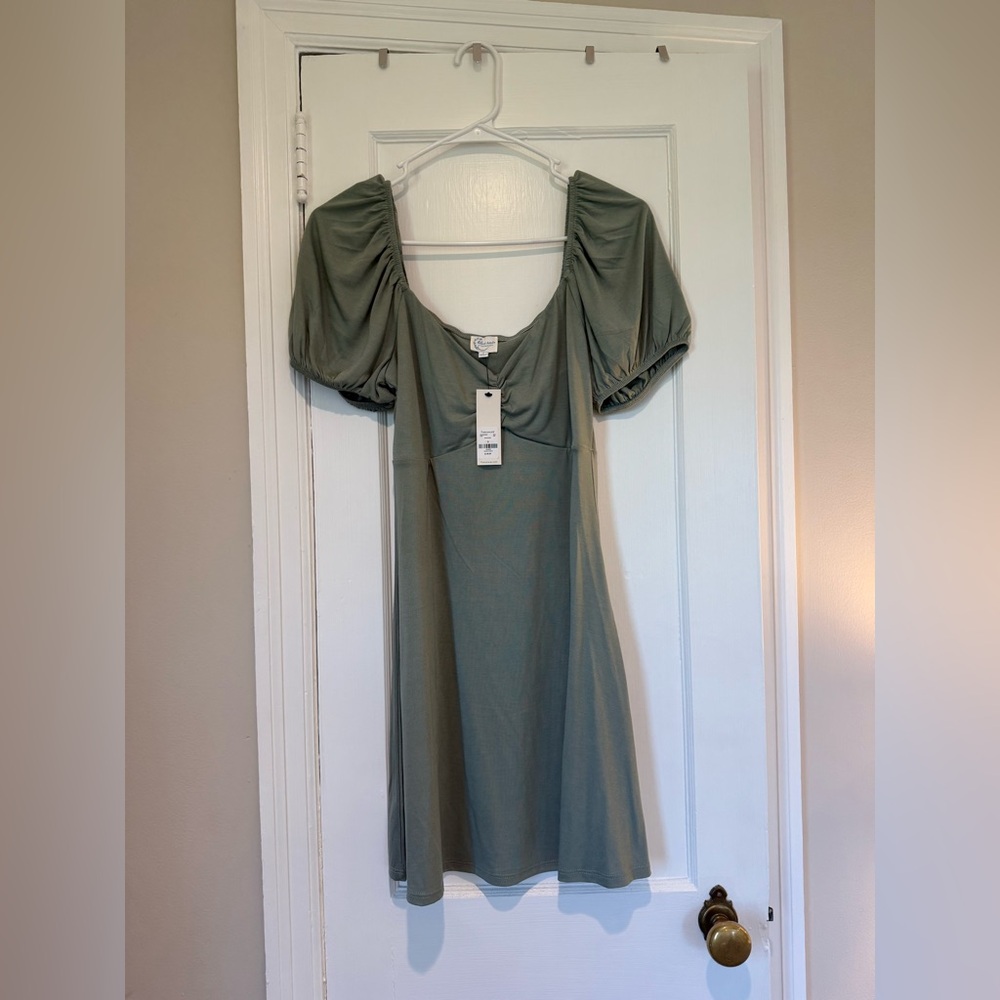 Francesca's Collections Sage Green Ruched Dress